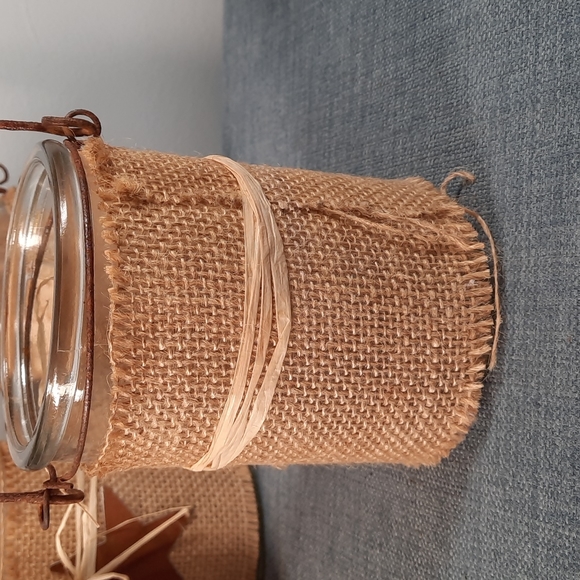 Candle Votive Holder Vase set 5 Burlap Rusty Stars Indoor Outdoor Decoration - Picture 6 of 16